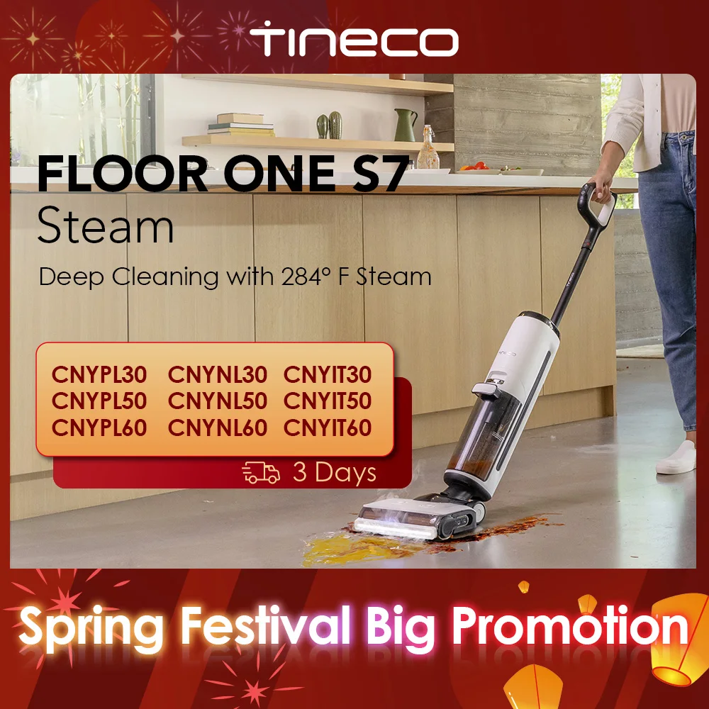 Tineco Floor ONE S7 Steam Cordless Wet Dry Vacuum Steam Mop All-in-One, Floor Washer for Sticky Mess Clean Up on Hard Floors