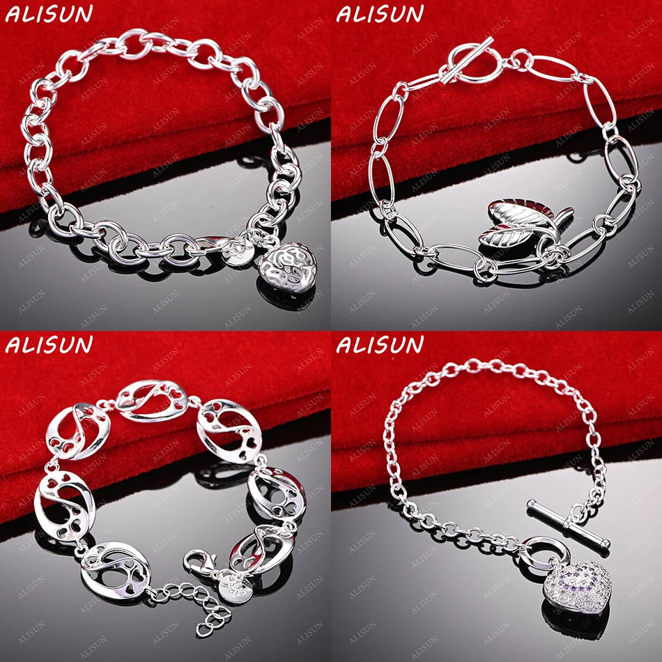 

ALISUN 925 Sterling Silver Geometric Bracelet For Women Men Fashion Jewelry Charm Grace Noble Wedding Accessories