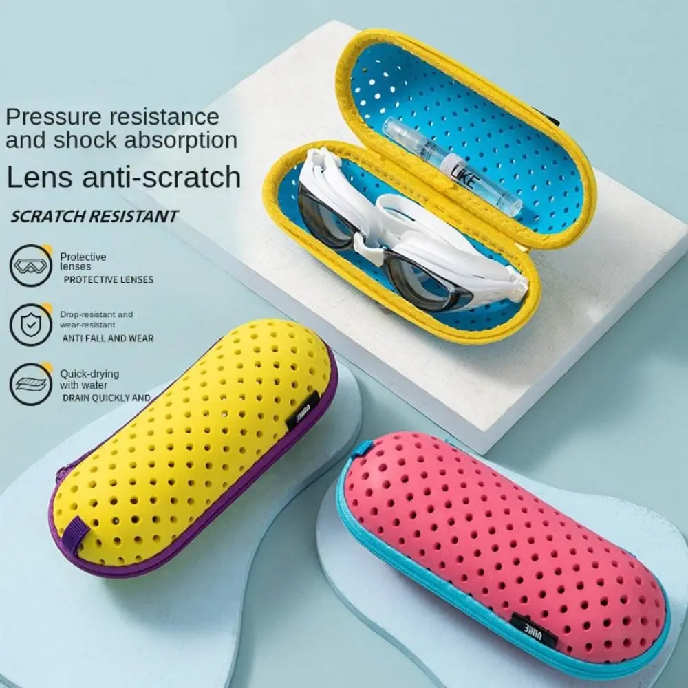 

Anti-Fog Protective Swim Goggles Case Hollow Waterproof Eyeglasses Holder with Drain Hole EVA Glasses Storage Box For Swim
