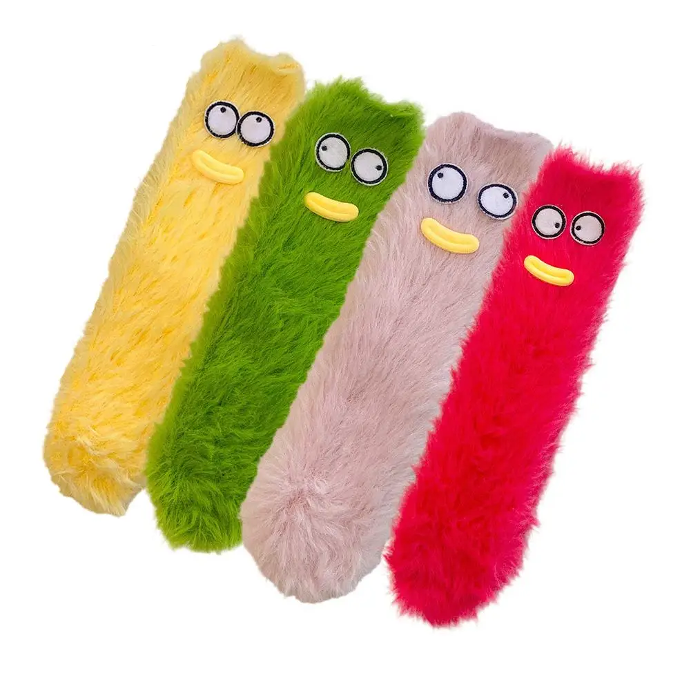 ถุงเท้าขนแกะหนานุ่มสำหรับฤดูหนาว ถุงเท้าขนแกะแบบยาวถึงกลางน่อง ถุงเท้าใส่นอนในบ้าน ถุงเท้าลำลองใส่ในบ้าน