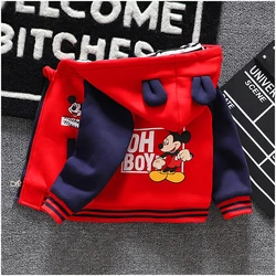 2024 Autumn Baby Girl Boy Cartoon Mickey Mouse Jacket Coats Children's Hoodie Thick Windproof Outerwear Kids Tops Jacket Clothes