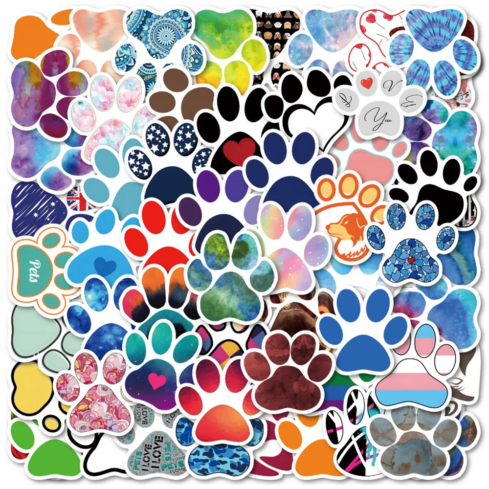 10/30/50pcs Cute Animal Pets Paw Stickers Aesthetic Waterproof Graffiti Water Bottle Skateboard Guitar Dog Cat Paw Sticker Packs