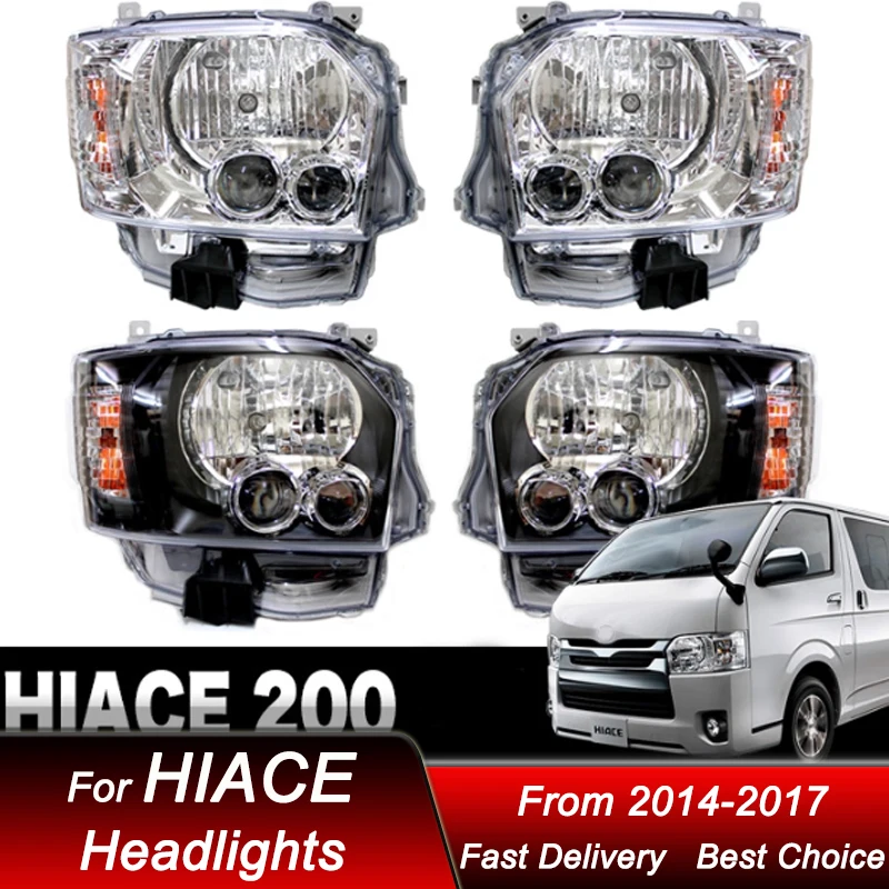

Горячие автомобильные светодиодные фары для Toyota HIACE HIACE200 GL 14-18, новый стиль, светодиодные фары в сборе, обновленный комплект аксессуаров для линз проектора