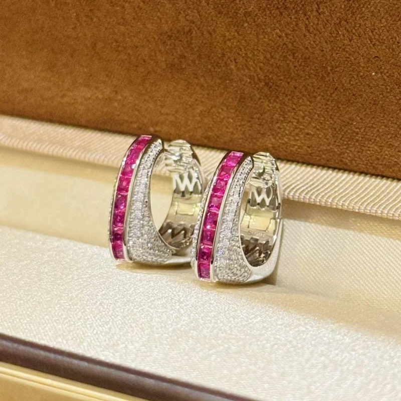 

Серьги Bellux S925 из чистого серебра с искусственными розовыми бриллиантами в форме трапеции, дизайн в виде сумок, милые серьги-сердечки для девушек