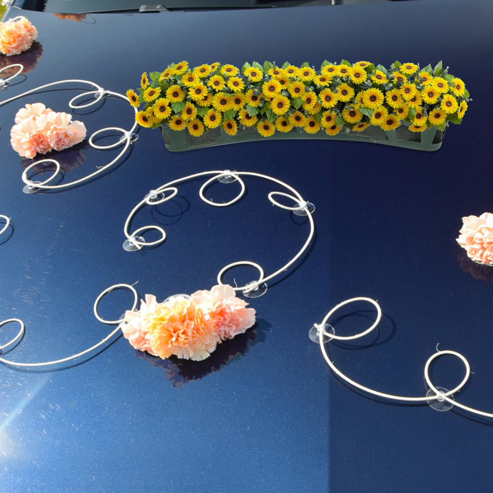 

Front Decor Floral Mud with Plastic Sucker Heart Arrangement Wedding Car Decoration