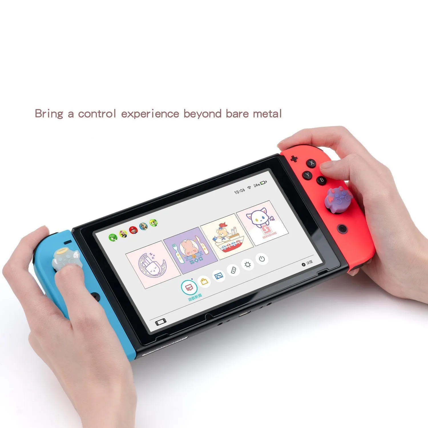 GeekShare Nintendo Switch Oled Ngón Tay Cái Kẹp Mũ Dạ Quang Ma Joystick Mũ Lưỡi Trai Nintend Công Tắc Dẻo Silicone Dành Cho NS Phụ Kiện