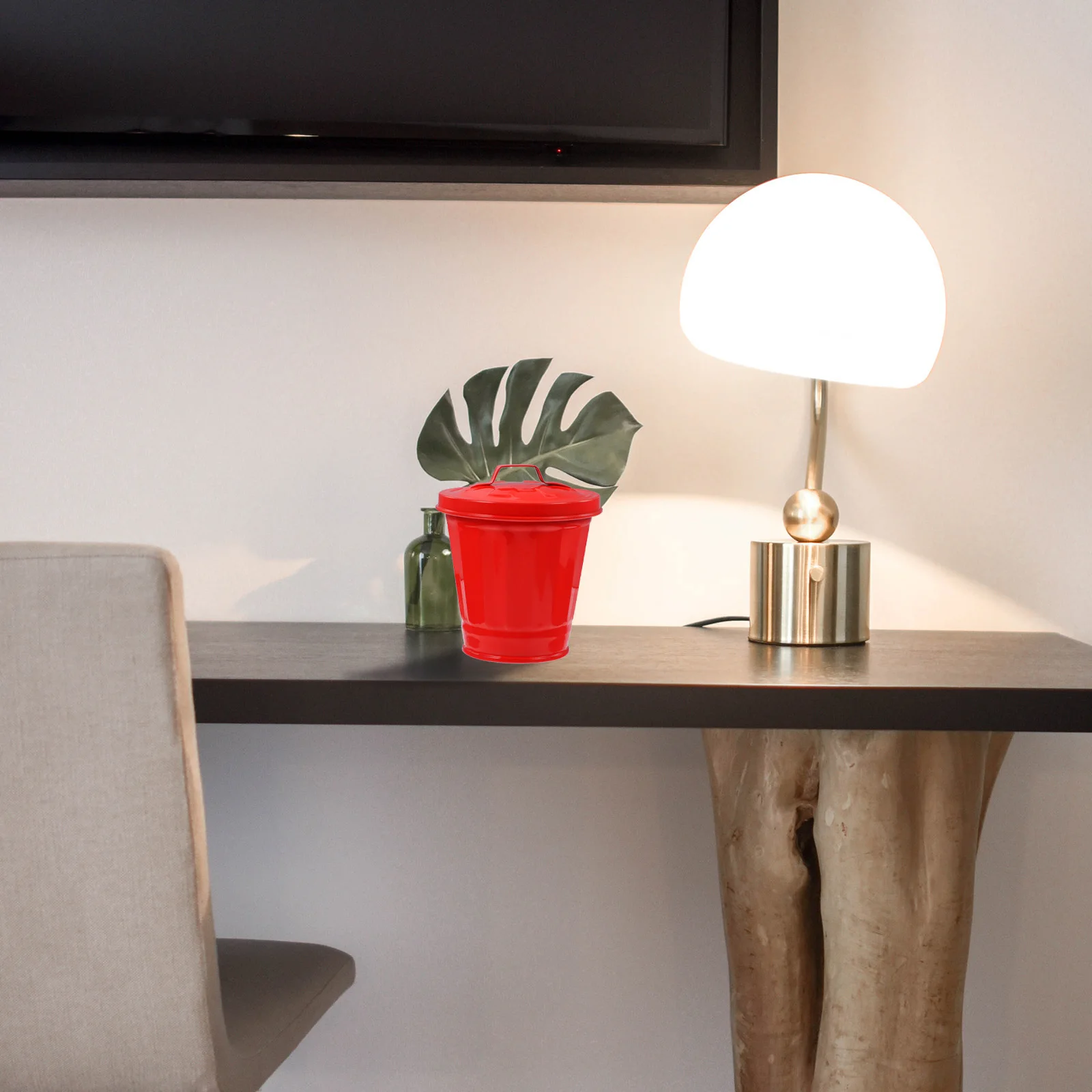 

2Pcs Desktop Trash Container Heavy Duty Iron Garbage Can for Crumbs and Trivia Space Saving Table Trash Bin for Home Office Use