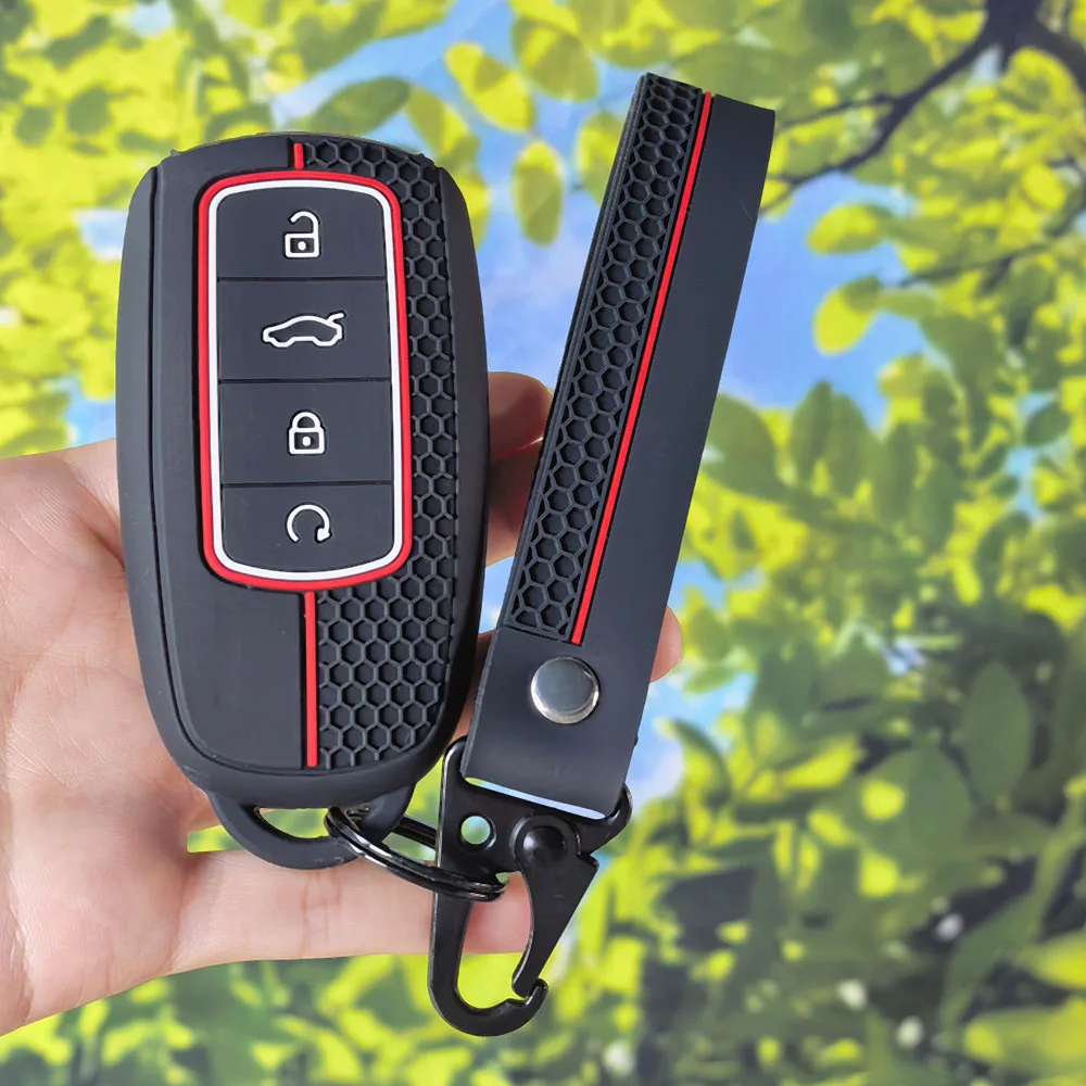 Precise Fit Silicone Key Shell with Keychain for Chery Tiggo 7 8 Pro Max Plus Omoda C5 Arrizo 5 Plus Smart Key Protector
