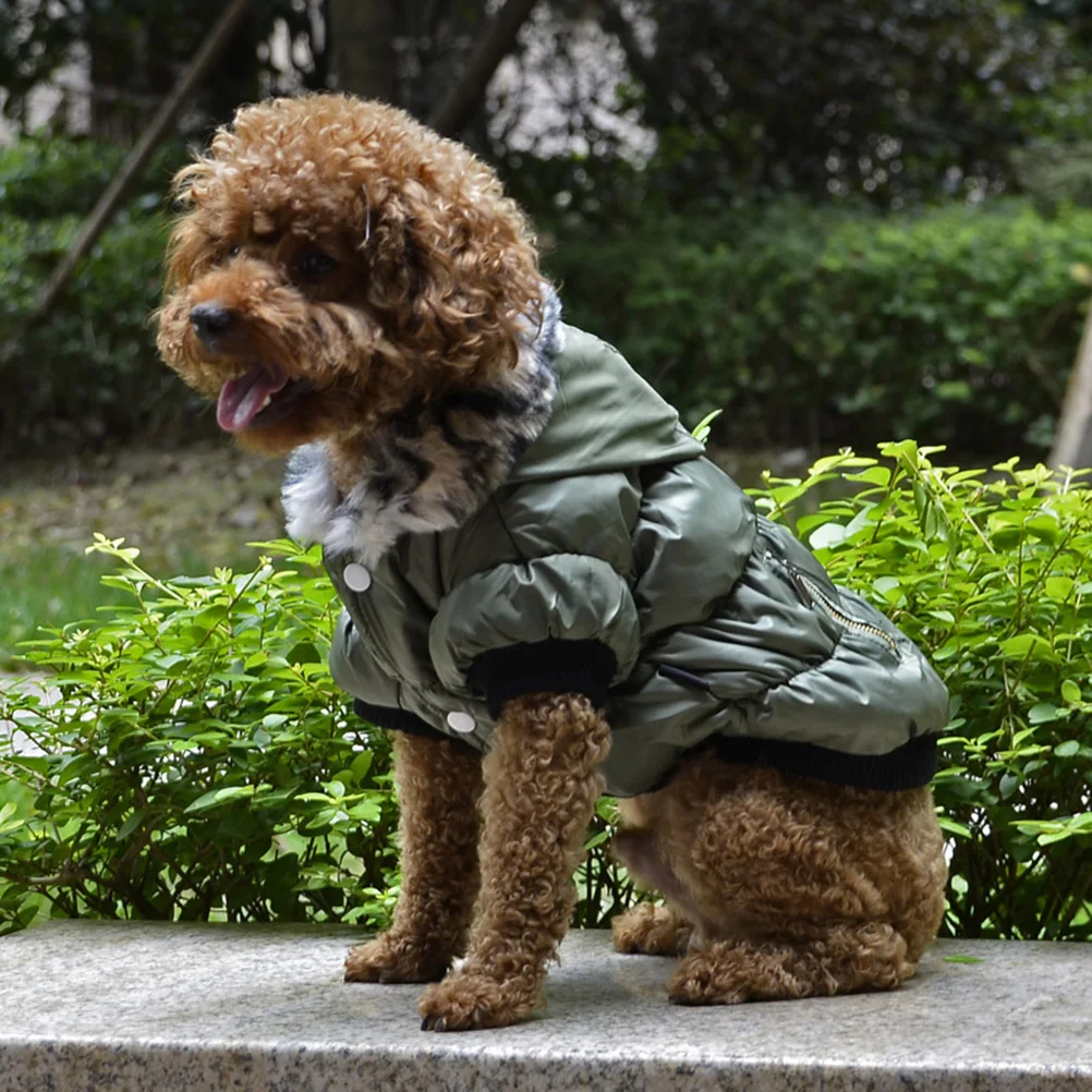 

Pet Dog Coat Autumn Winter Warm Cotton Padded Green Size S Button Design Easy Put on Take Off Puppy Apparel Pet Dog Coat