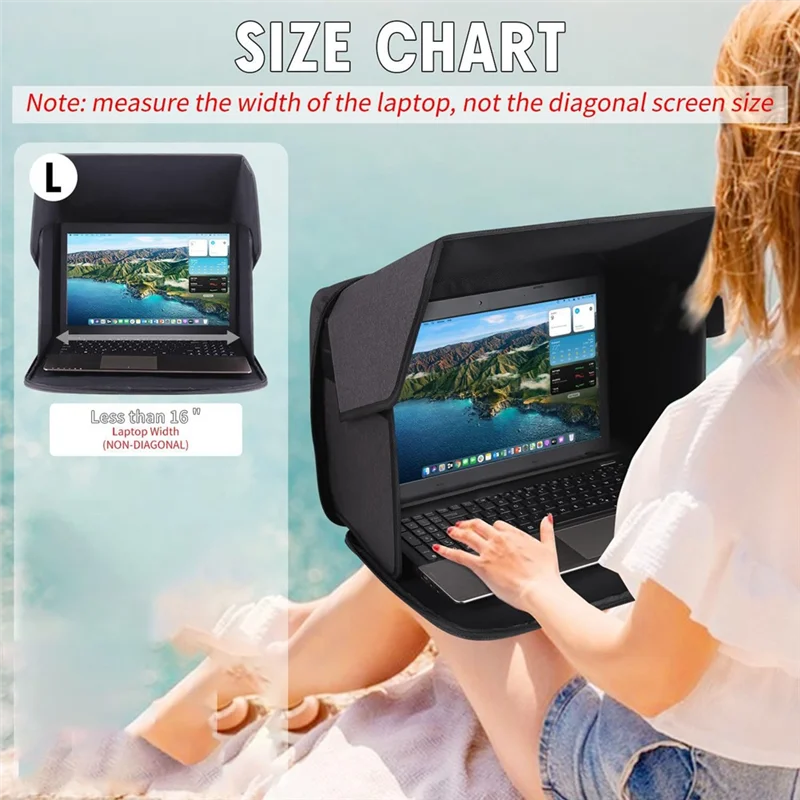 

Foldable Laptop Sun Shade Portable Notebook Privacy Screen Hood Outdoor For Computer Bag Sunshade