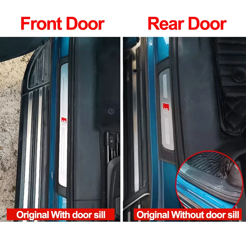 For AUDI Q3 Sportback 2019-2023 Rear Door Sill Protector Strip Car Door Guards Scuff Plate Strip Accessories