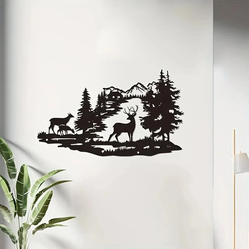 1 pz artigianato in metallo decorazione della casa decorazione della parete in ferro battuto arte cervo foresta Silhouette moderne decorazioni