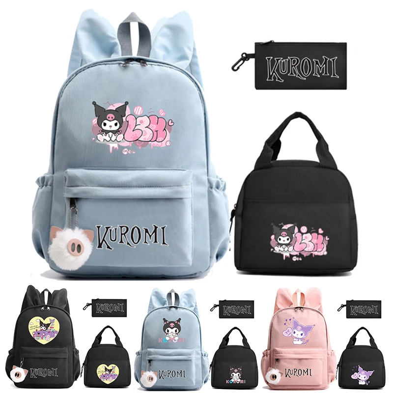 

3Pcs/set Anime Khoromi Backpack Student Rucksack for Teenagers Girl Boy Bookbag Lunch Bag Women Mochilas Escolar Rabbit Ears Set