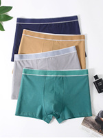4PCS men's cotton underwear boxers teenagers pure color breathable male student personality underwear
