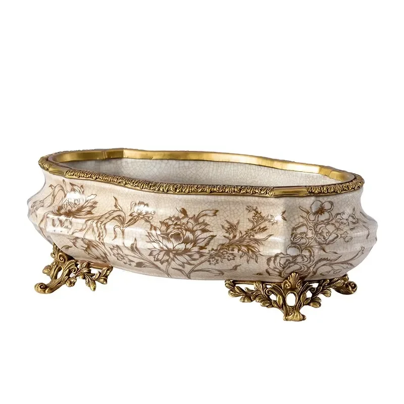 Luxury European Ceramic Fruit Plate with Dragonfly Stand Creative High End Disposable Candy Dish for Living Room Home