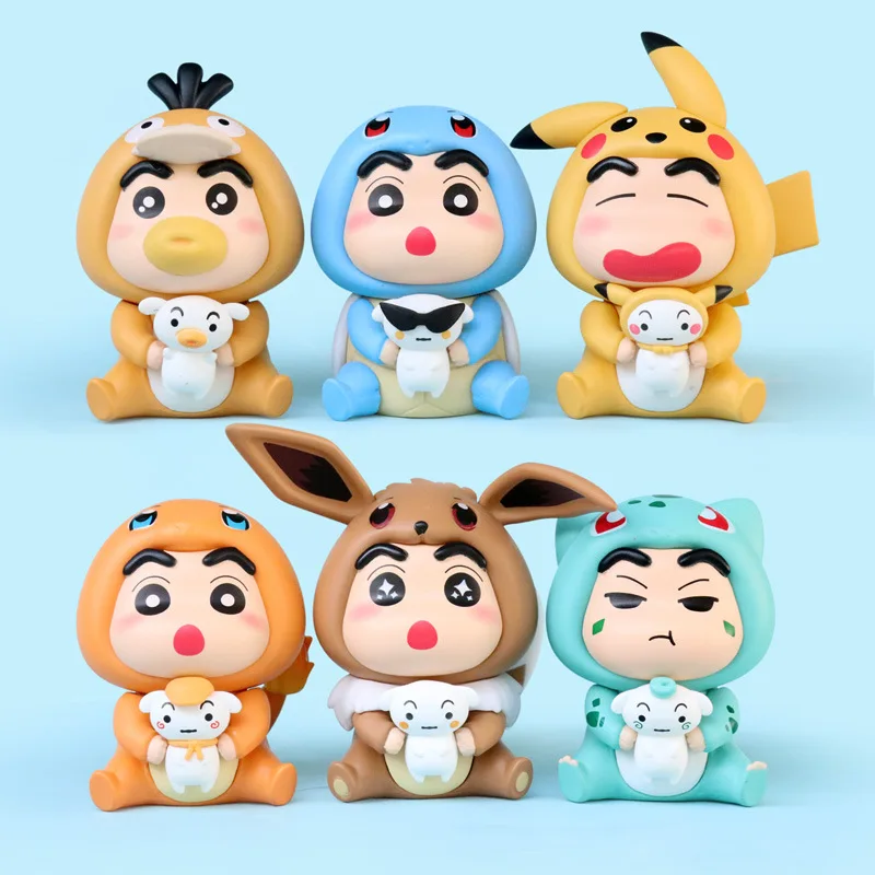 

Crayon Shin chan cos Pikachu Series Handmade Twister Cake Decoration Johnny Turtle Reachable Duck Desktop Toy Ornament