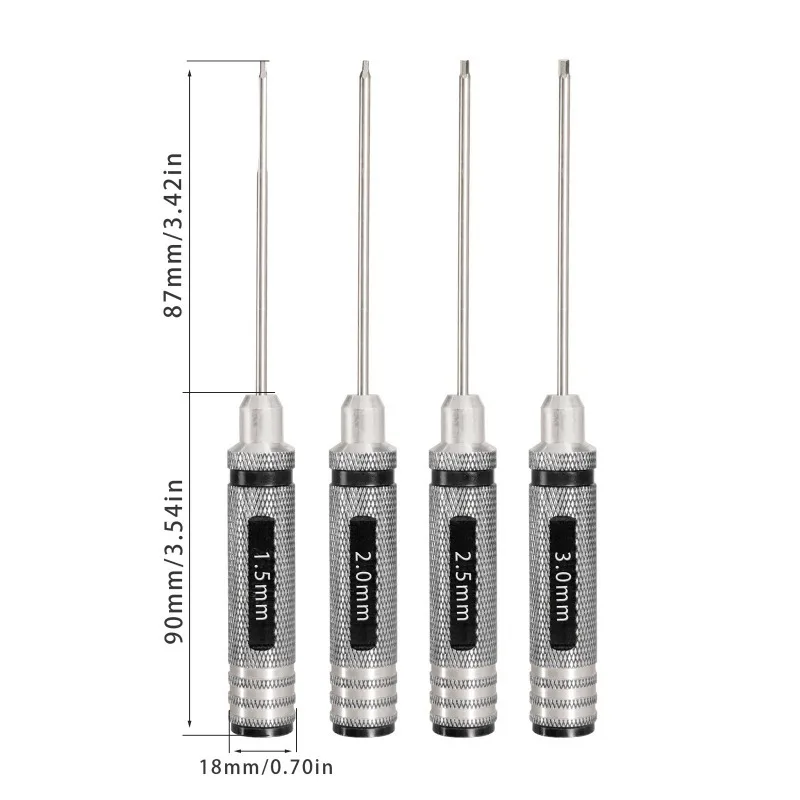 Allen Screwdriver Hardened Tips 1.5mm 2mm 2.5mm 3mm Hex Wrench Driver Tool Kit for RC Model Drone Aircraft Helicopter Car
