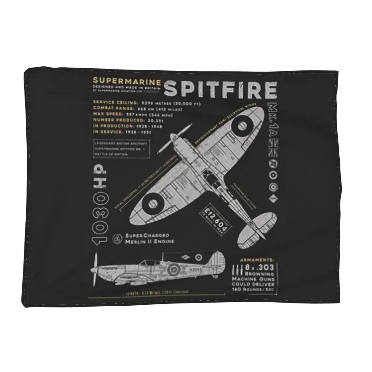 

Supermarine Spitfire Fighter Pilot Aircraft Airplane Blanket Soft Flannel Throw Blanket Bedspread for Bedroom Picnic Home Couch