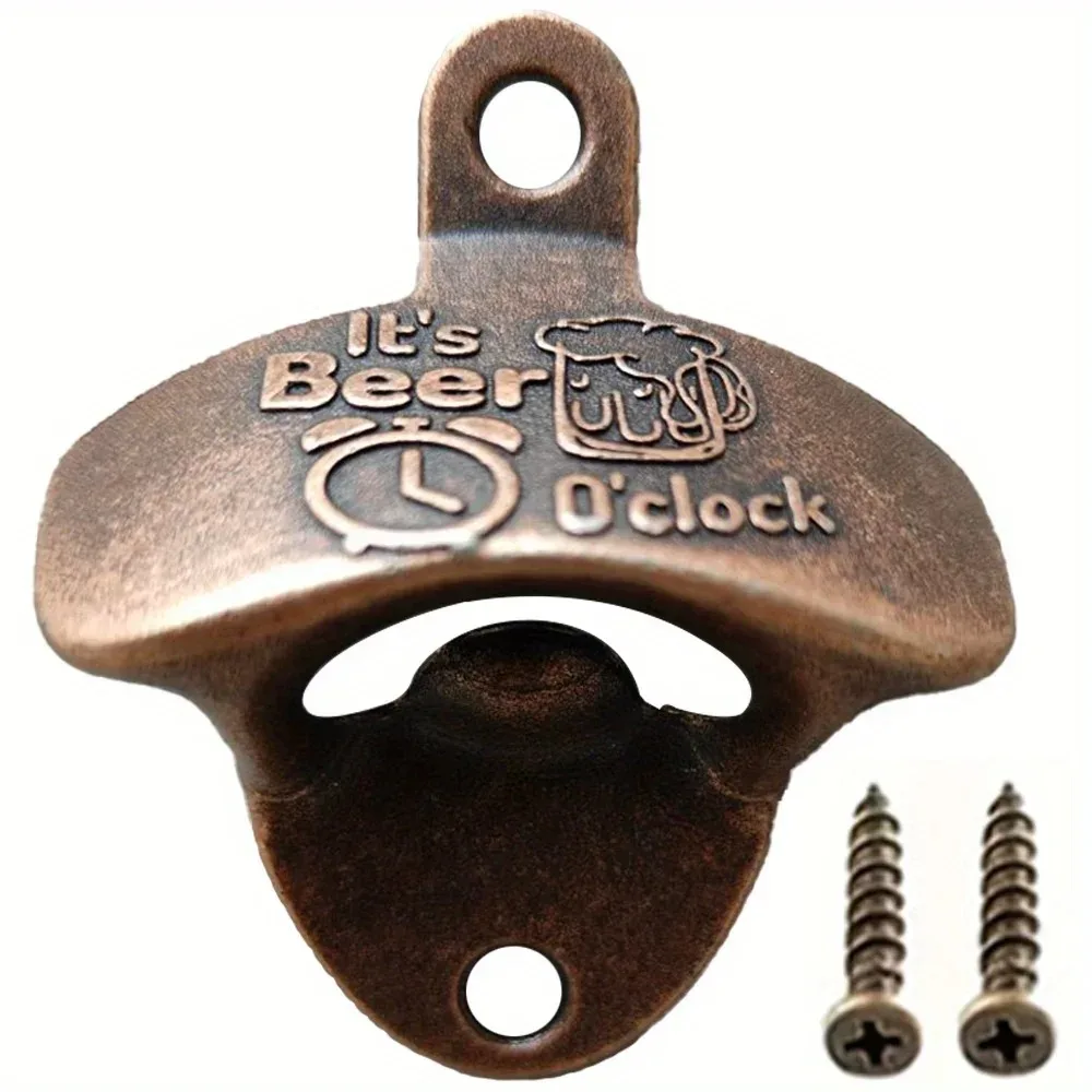 1pc It\'s Beer\'O Clock Bottle Opener Wall Mounted with Screws Vintage Retro Beer Opener BBQ DIY Tools Bar Decor Kitchen Gadgets