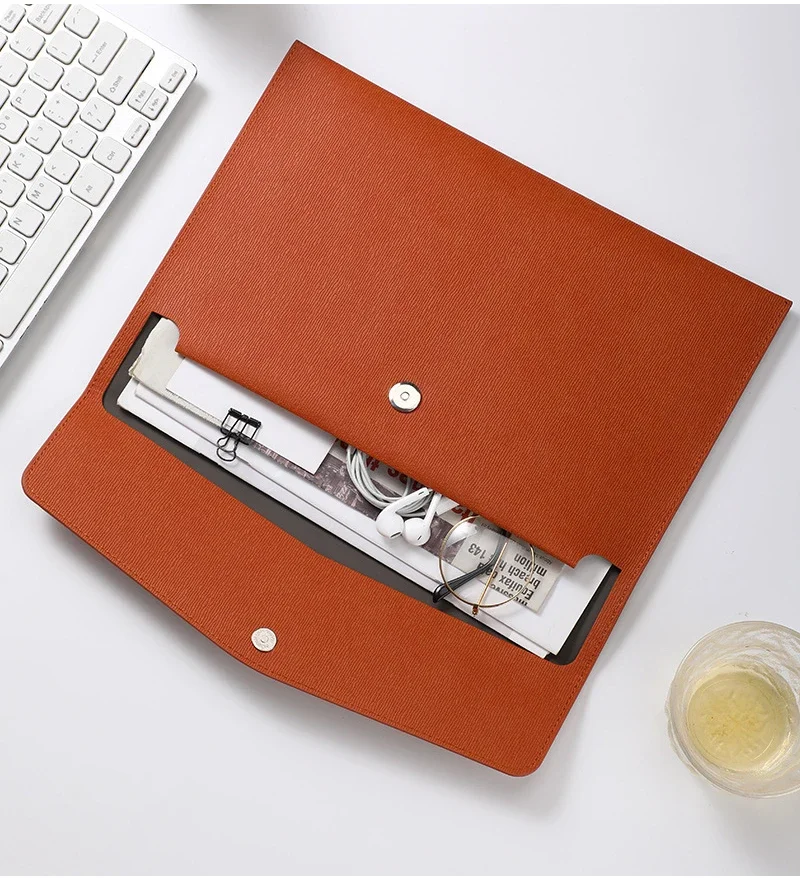 1pc Faux Leather Document Bag, Business Information Bag, A4 Folder, School and Office Supplies, Storage Bag