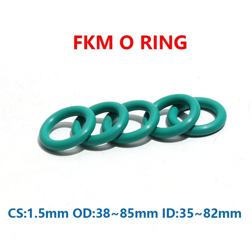 

Fuwell 10pcs CS Series 1.5mm Green FKM Fluorine Rubber O-Rings Seals Gasket Washers Temperature & Wear Resistant OD 65mm-85mm