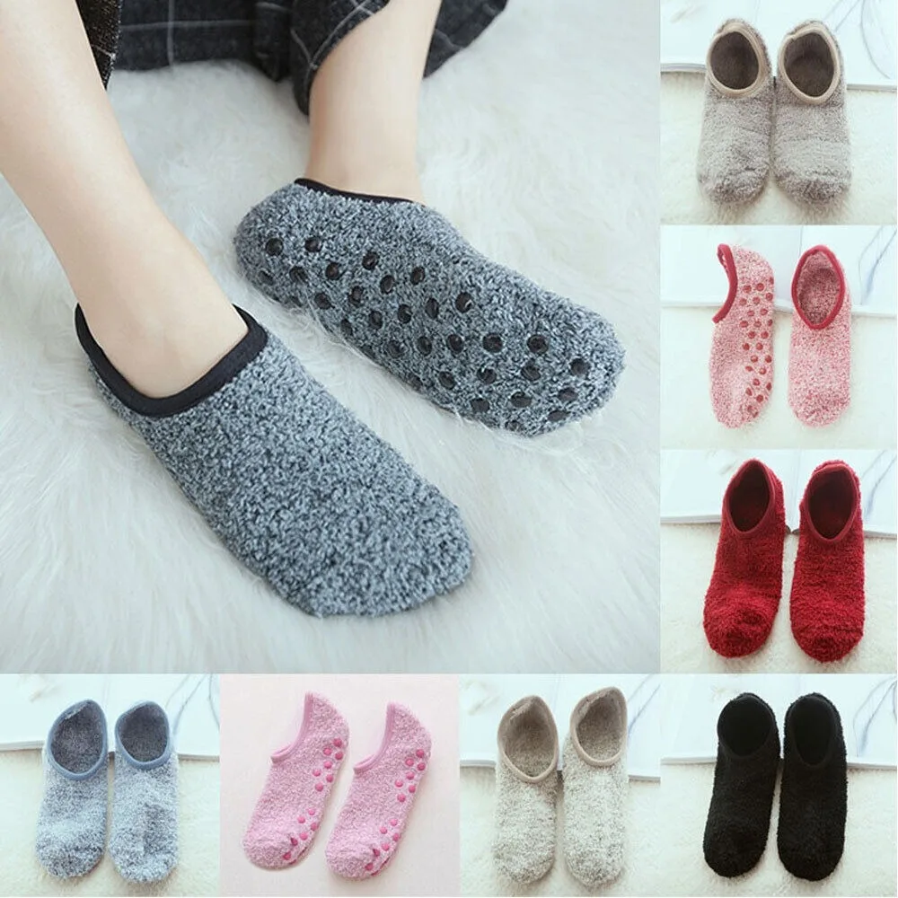 New Anti-slip Womens Floor Socks Soft Fleece Ankle Sock Breathable Warm Yoga Slipper