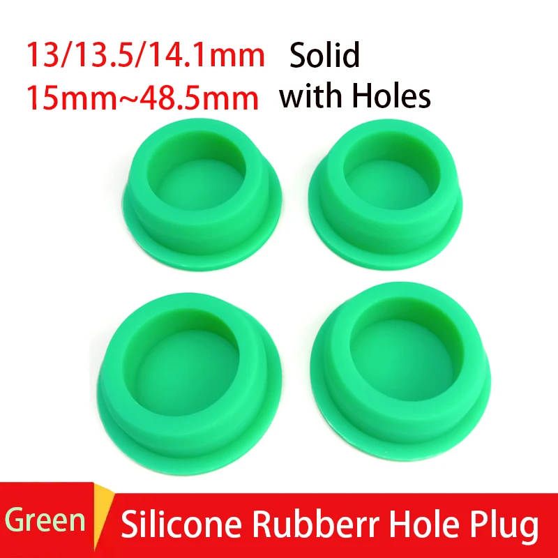 

1-100pcs 13~48.5MM Green T-type Solid/with Hole Silicone Rubber Plug Food Grade Rubber Stopper Sealing Plug Dustproof Rubber Cap