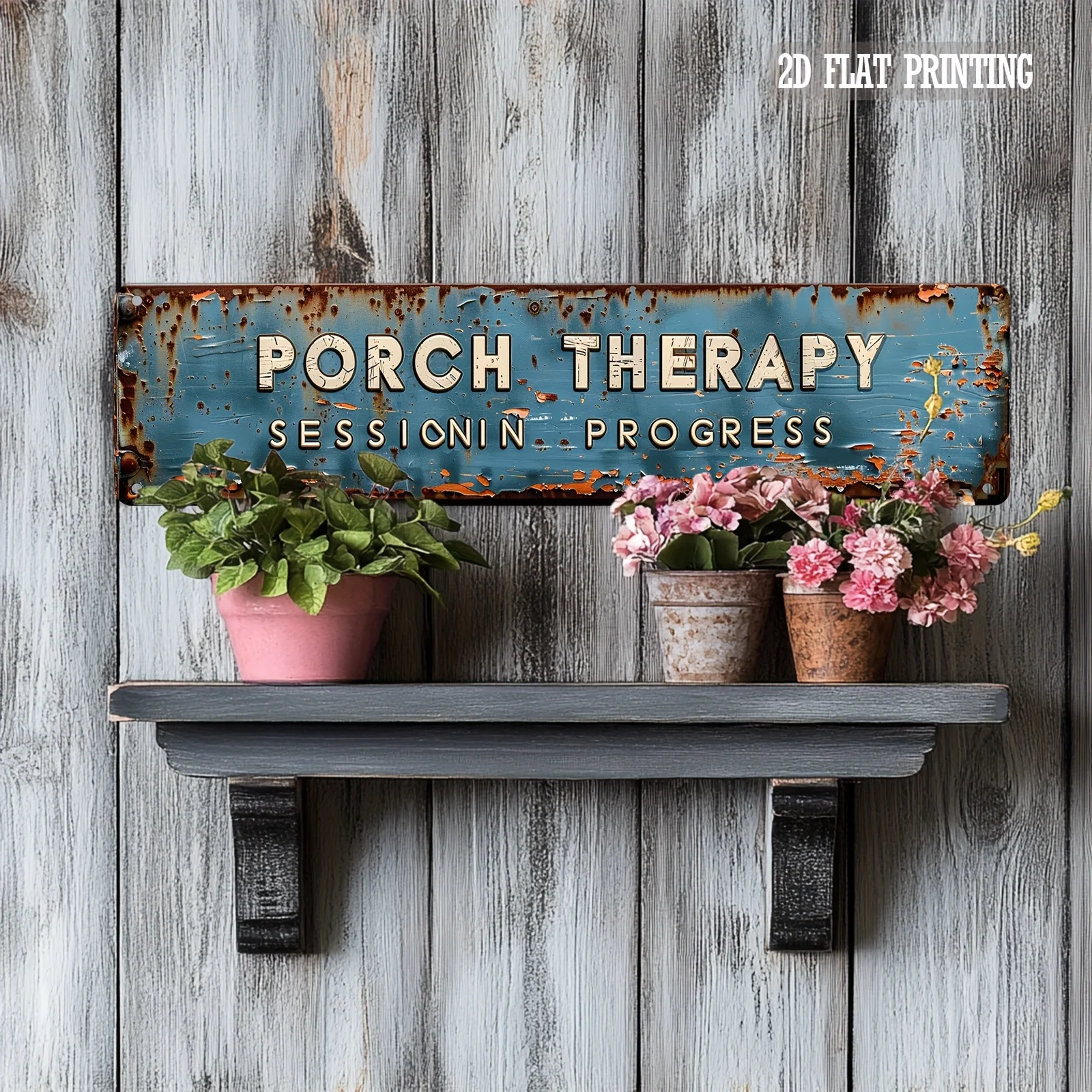 2D Flat, Vintage-Style Street Sign, Metal Tin Decor Indicating a Therapy Session in Progress for Home, Cafe, Garage, Farmhouse