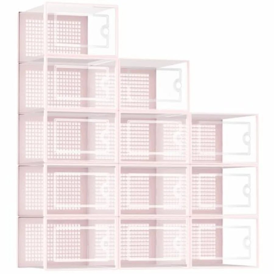 Shoe Organizers Storage Boxes For Closet 12 Pack Clear Plas…