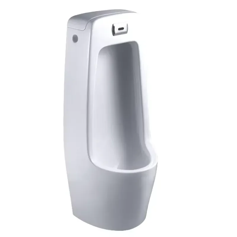 White Ceramic Pedestal Urinal with Automatic Sensor Flush