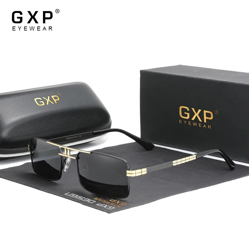 

GXP Polarized Sunglasses UV400 Alloy Vintage Frame Brand Rectangle Design Driving Fishing Sun glasses N760