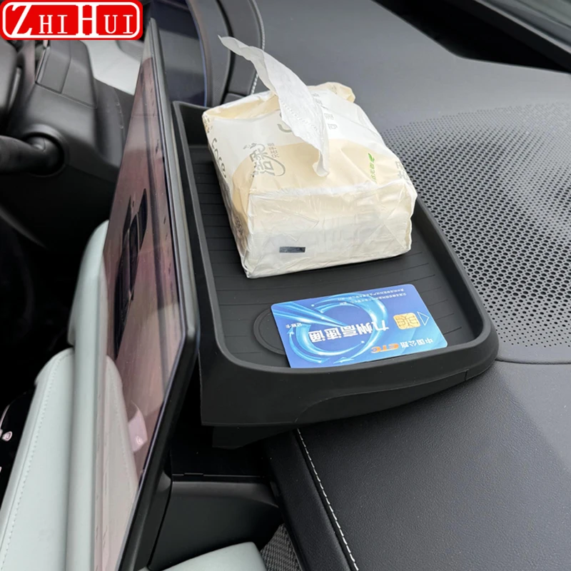 

For New Zeekr 001 2024 Restyling Car ETC Silicone Storage Box Behind Screen Instrument Navigation Rear Storage Box Accessories