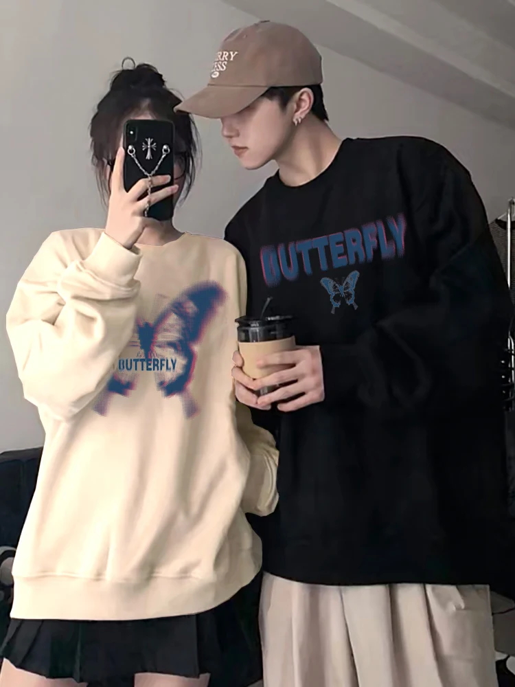 

Electronic Sound Butterfly Couple Sweater Autumn and Winter 2024 New High-quality Crew Neck Sweater