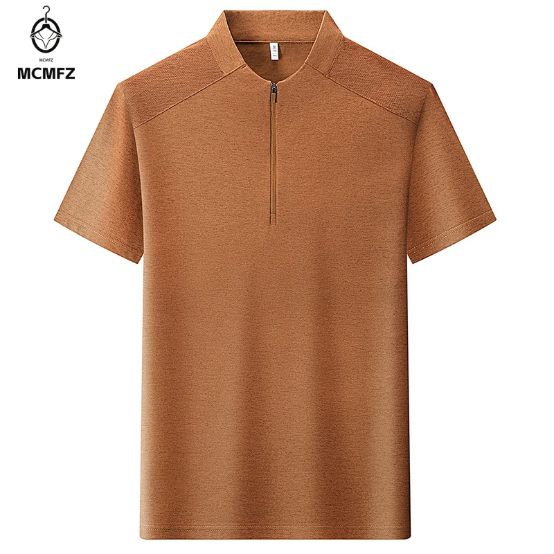Men Stand Collar Half Zip Short Sleeve T Shirt Breathable Casual Pullover Top For Business Office Daily Summer Wear