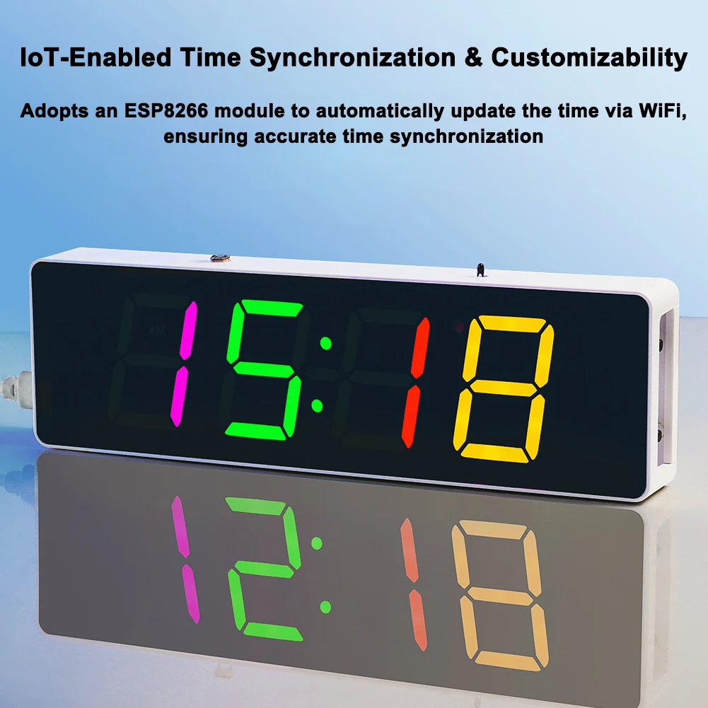 ESP8266 IoT Colorful WiFi Clock Kit Intelligent Electronic Clock DIY Welding Practice Parts Set Automatic Time Synchronization