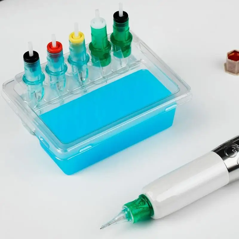 20pcs Tattoo Needles Stand Waterproof Ink Cartridge Needle Holder Placement Rack Disposable Washing Cup Clean Double Layer