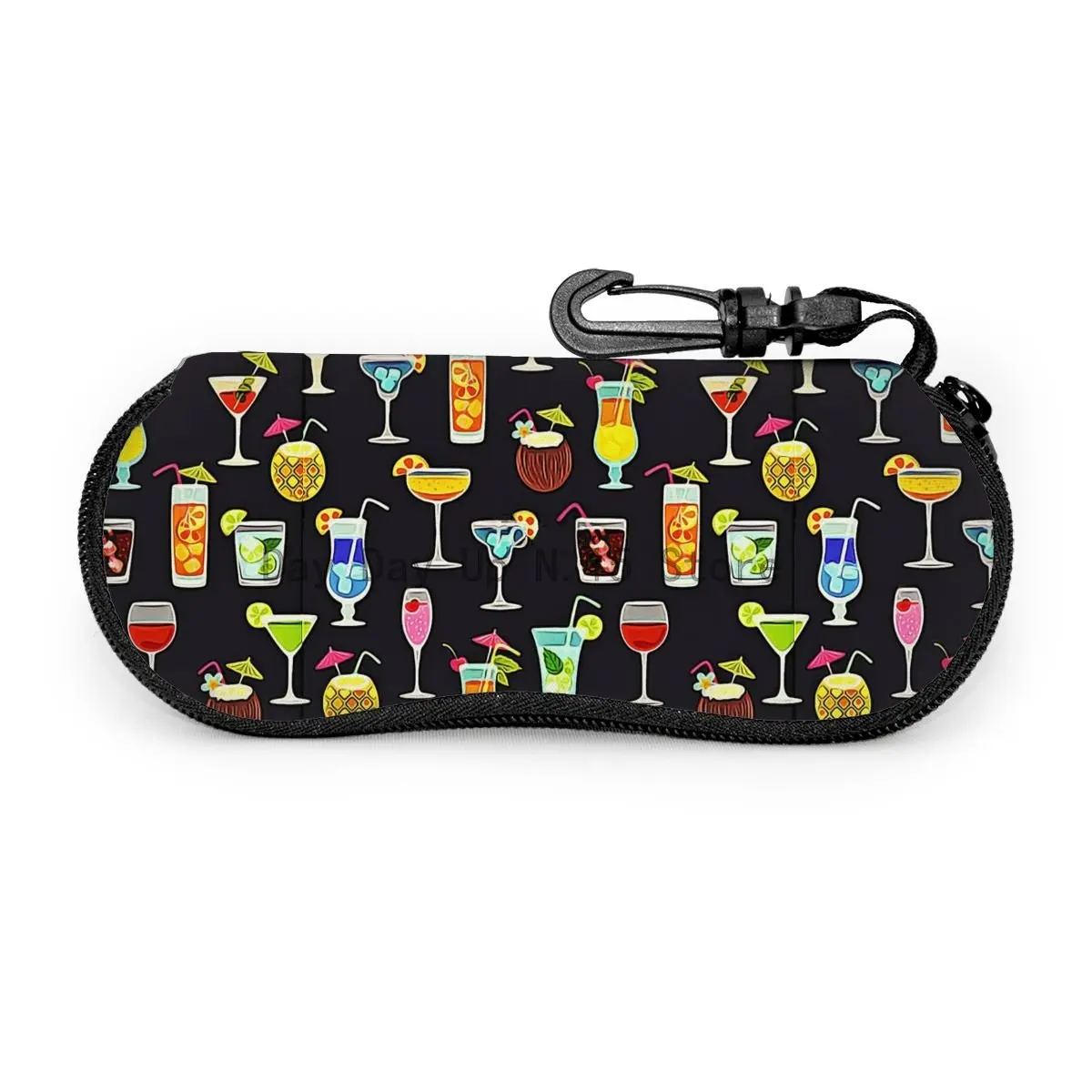 

Tropical Drinks Pattern Sunglasses Soft Case For Women Men Large Zipper Eyeglass Hook Case