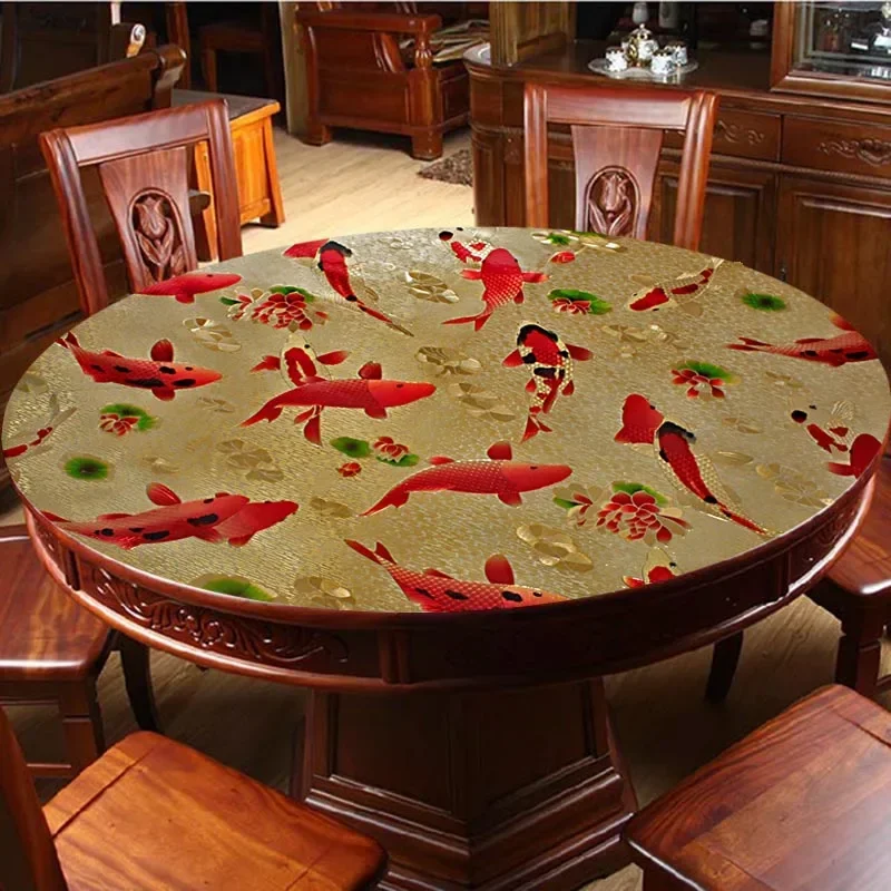 

Opaque waterproof scald resistant wash free round table cloth for household PVC plastic soft glass circular dining table mat