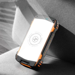 20000mAh Solar Power Bank Fast Wireless Charger Powerbank for iPhone 15 Samsung Xiaomi 18W Fast Charging Powerbank Camping Light