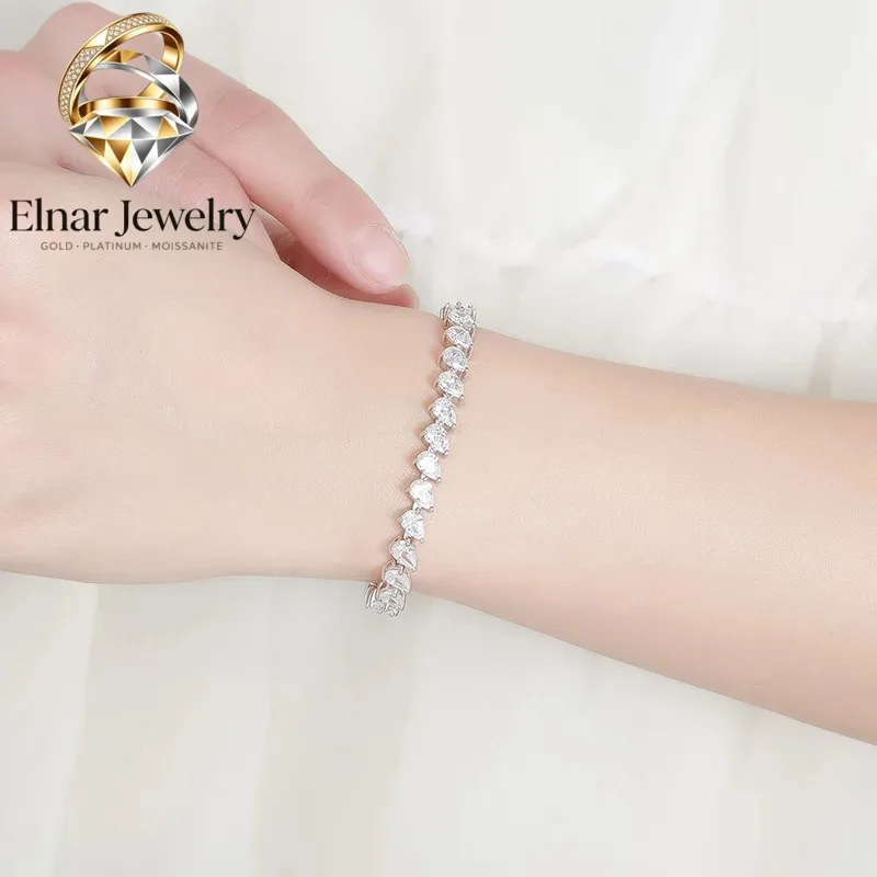 

Elnar Jewelry Luxury Solid Platinum PT950 Women's Water 0.5 karat Pear-shaped Moissanite Diamond Bracelet Instagram Popular Styl