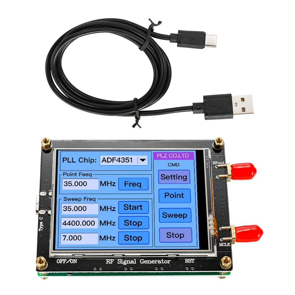 ADF4351 35M-4.4G Generatore di segnale RF Contatore di frequenza PLL Modulo sorgente segnale di scansione Touch Screen Onda elementare 2.2-4.4G