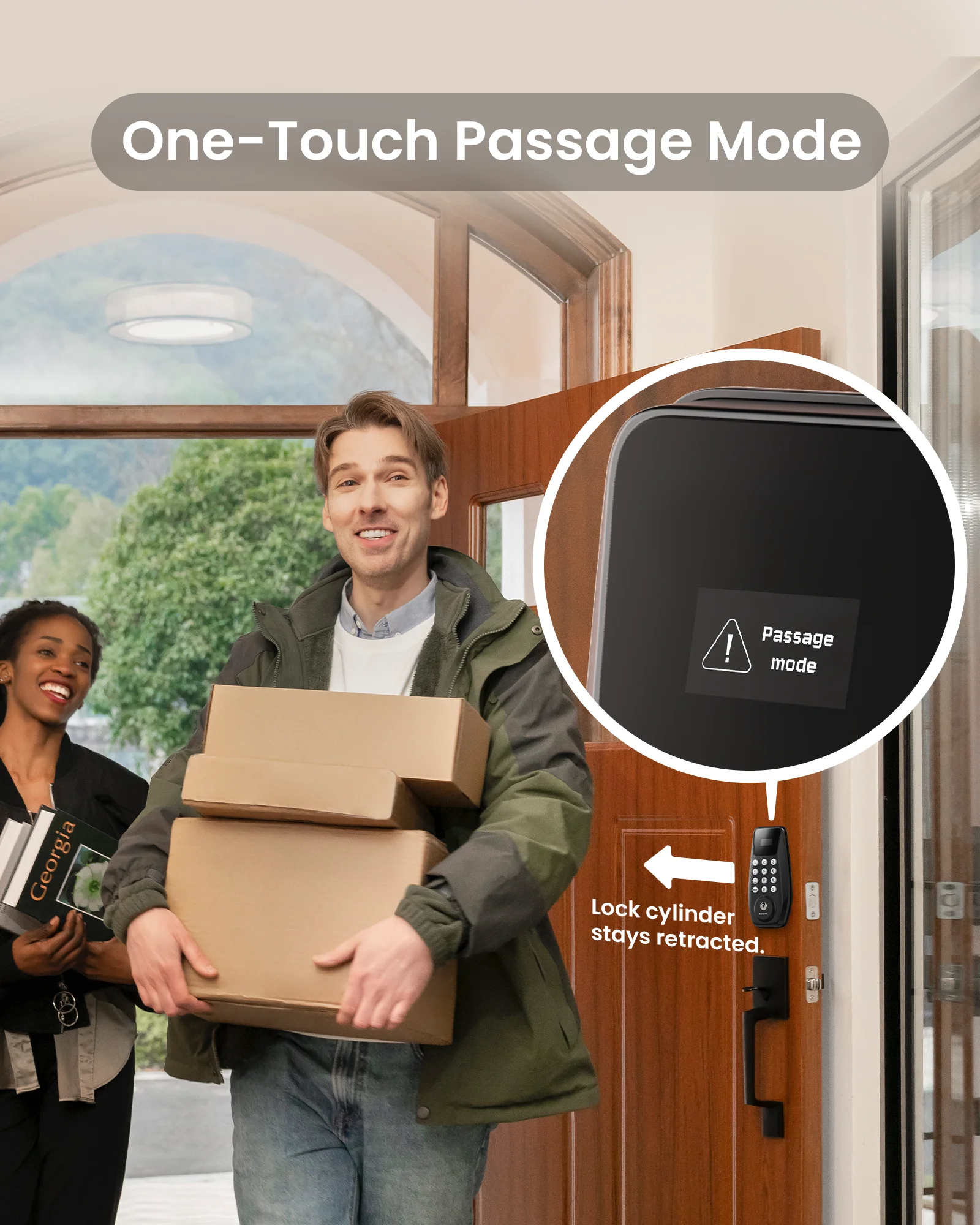DESLOC ล็อคประตู Keyless Entry พร้อมจอแสดงผล, ปุ่มกด Deadbolt, ล็อคอัตโนมัติ, รหัส PIN 100, โหมด Passage, อายุการใช้งานแบตเตอรี่ 1 ปี