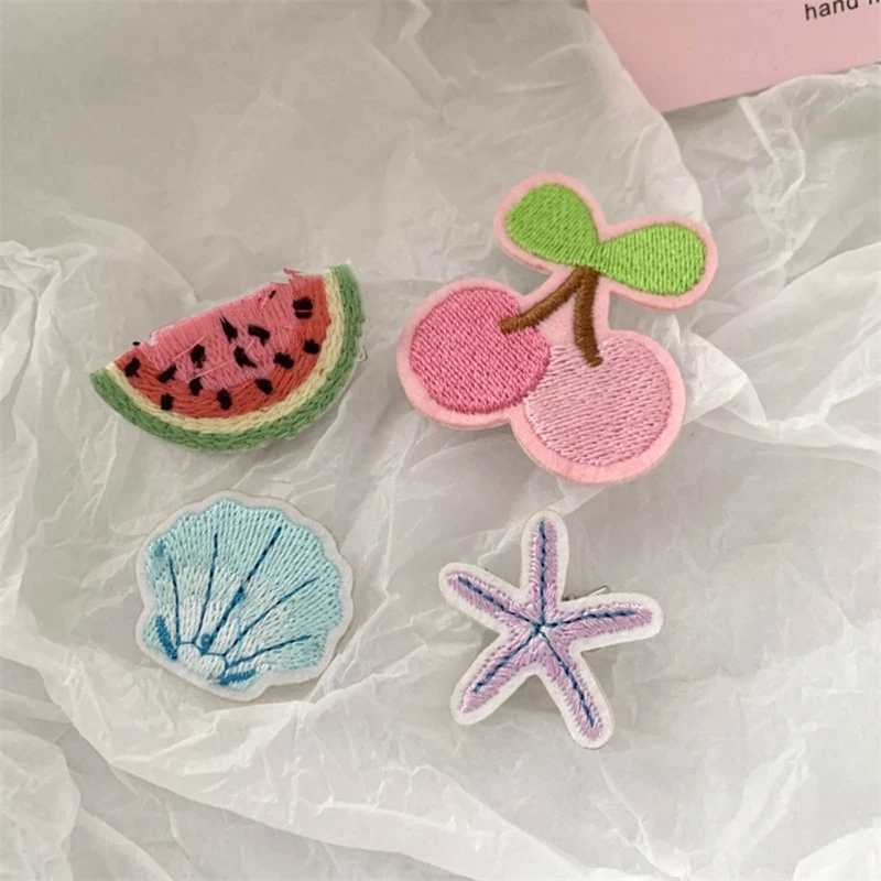 Cartoon Embroidered Hair Side Clip Fashion Accessories Gift for Women Girls