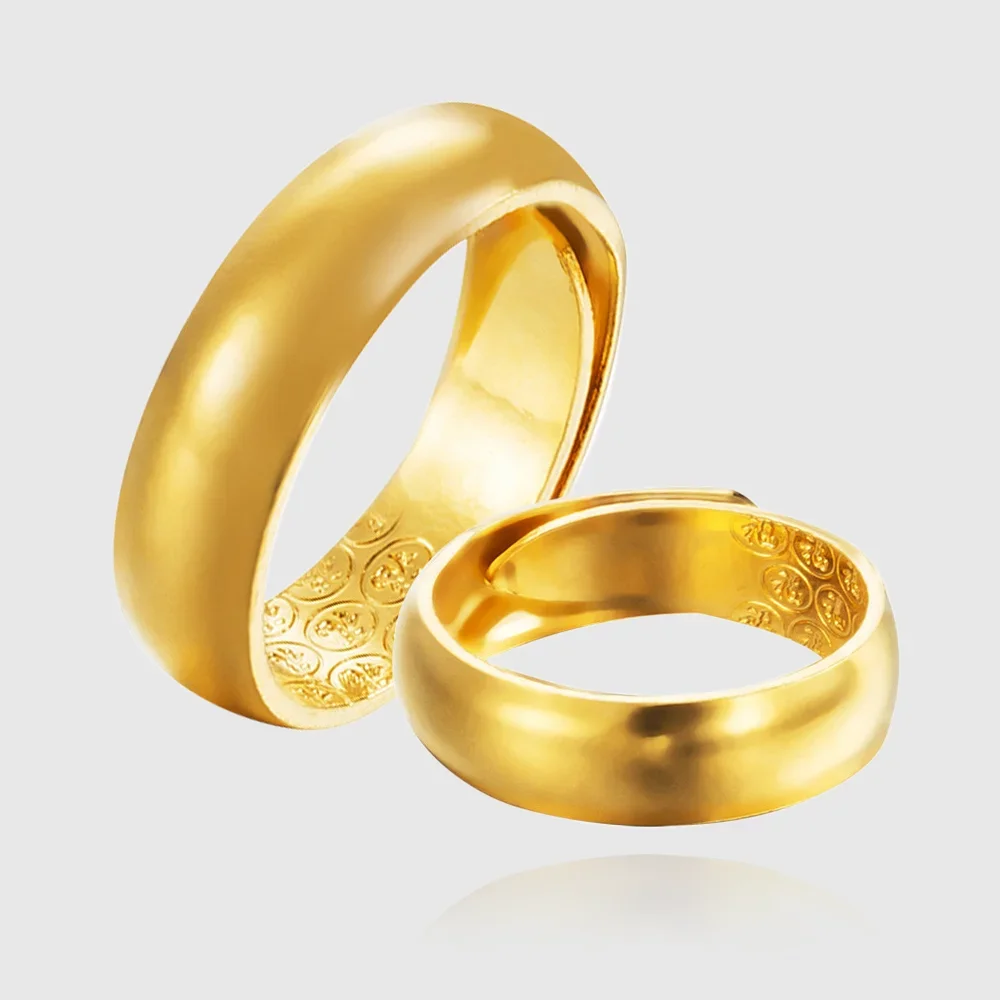 

Fashion Glossy Rings Gold color Adjustable Couple Ring