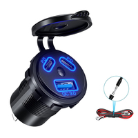 Kewig 108W Dual PD3.0 QC 3.0 USB Charger with Switch Socket Power Outlet Adapter Waterproof for 12-24V Car Truck Motorcycle Boat