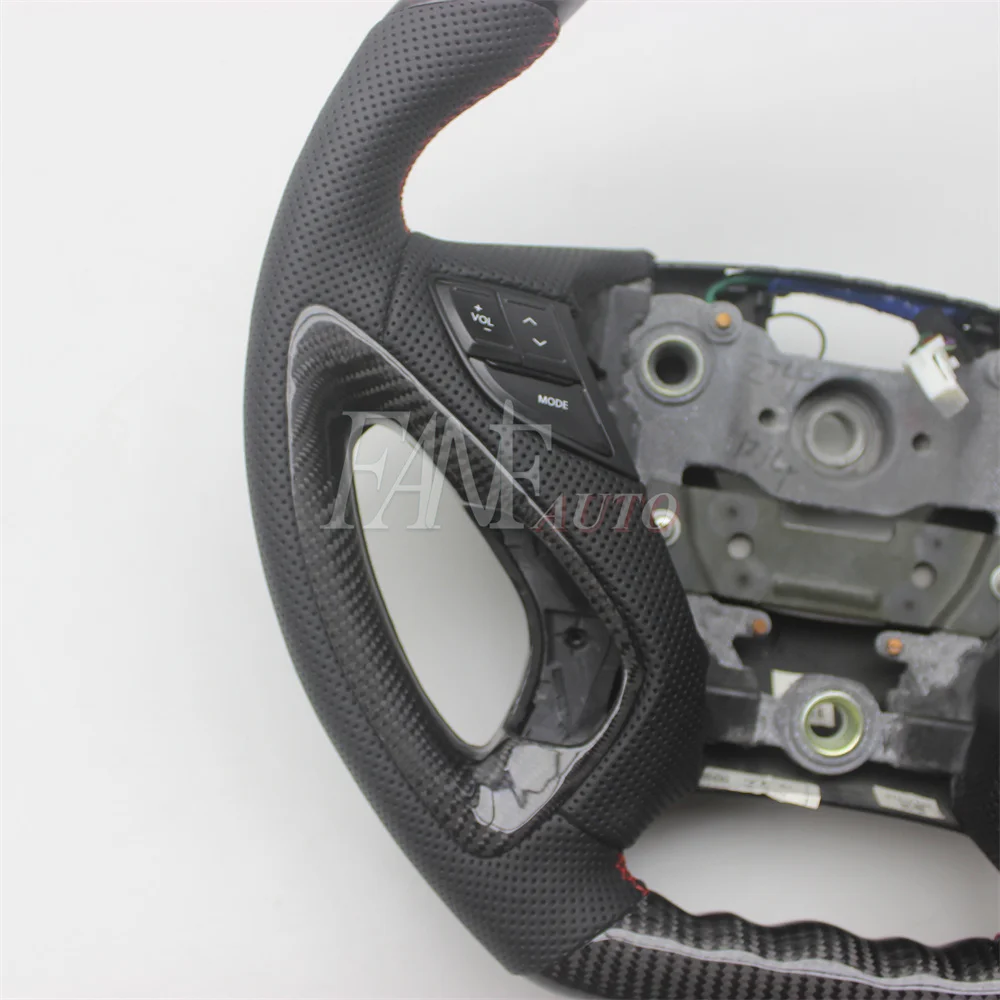 Replacement Real Carbon Fiber Steering Wheel with Leather for Hyundai Sonata 2011-2014