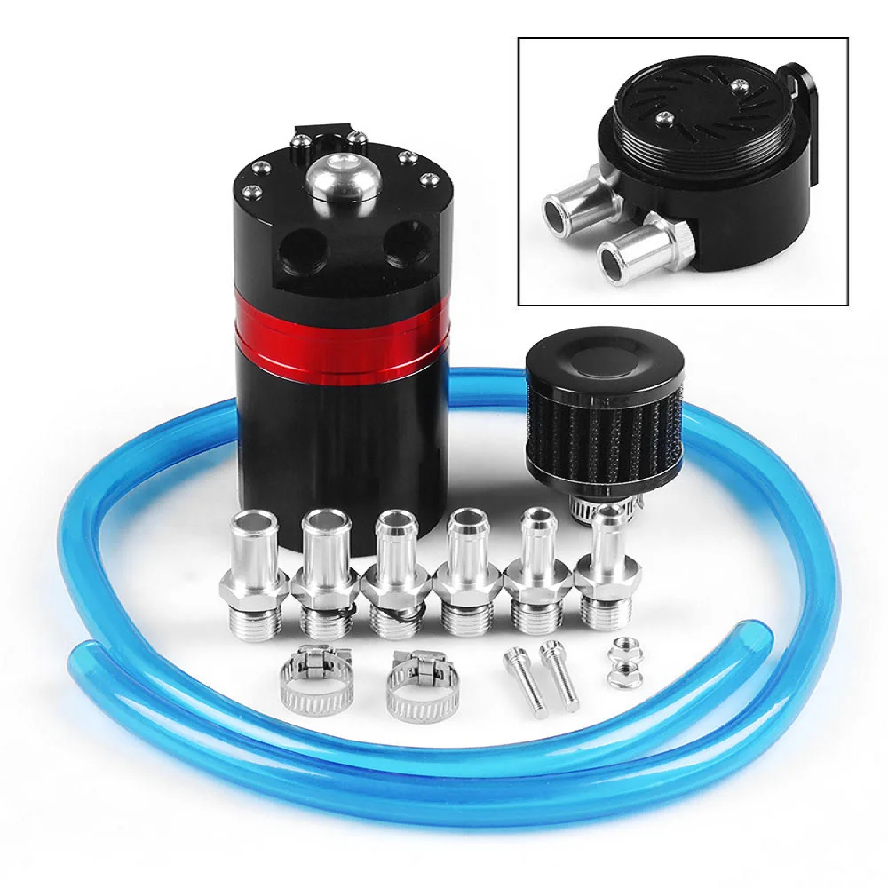 

Car Aluminum Reservoir Oil Catch Can Tank Baffled Reservoir With Filter Universal Kit