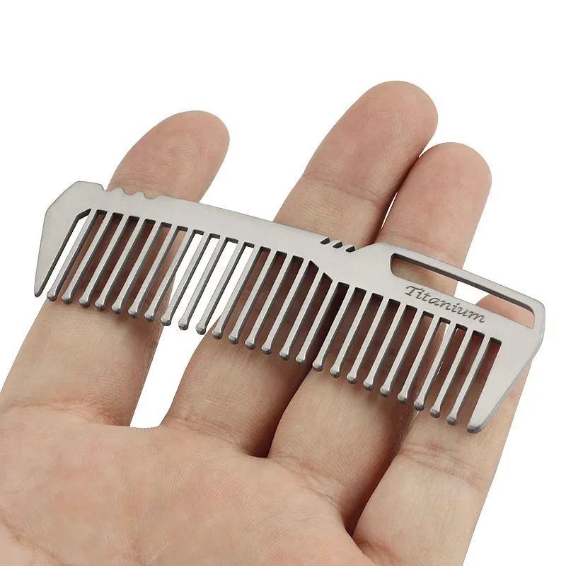 Non Rusting Pure Titanium Comb Portable Anti Static Hair Comb Mini Portable Titanium Alloy Combs EDC Super Light Titanium Combs