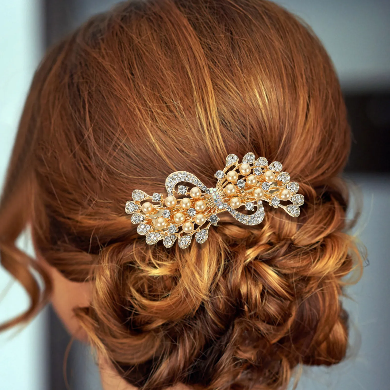 

Women Pearl Hair Clip Large Spring Hairpin Sturdy Metal Hairpin Elegant Hair Accessory for Special Occasions Women Hairpins