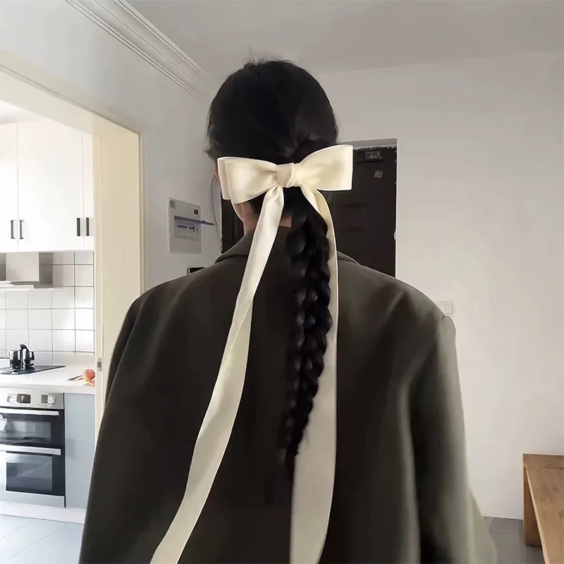 Süße Haarspange mit Schleifenband für Mädchen, romantischer, modischer Haarschmuck im französischen Stil, Haarspangen für Damen, niedliche Haaraccessoires. – Detail 4